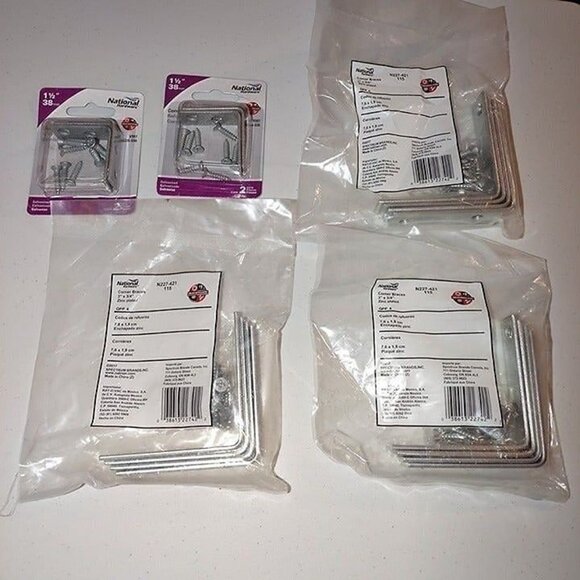 NATIONAL HARDWARE CORNER BRACES LOT- 5 ASST. PACKS-NEW - Picture 1 of 5